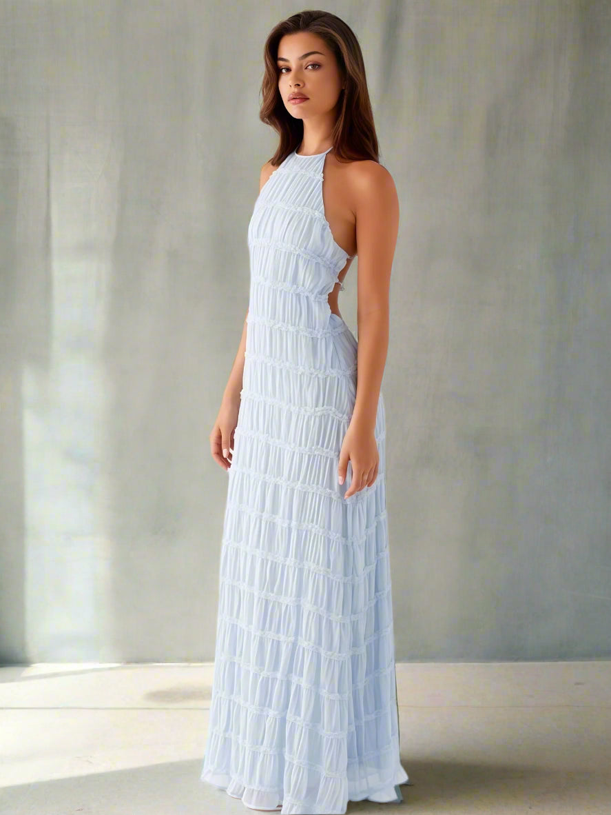 Backless Pleated Stripe - Elegance & Comfort
