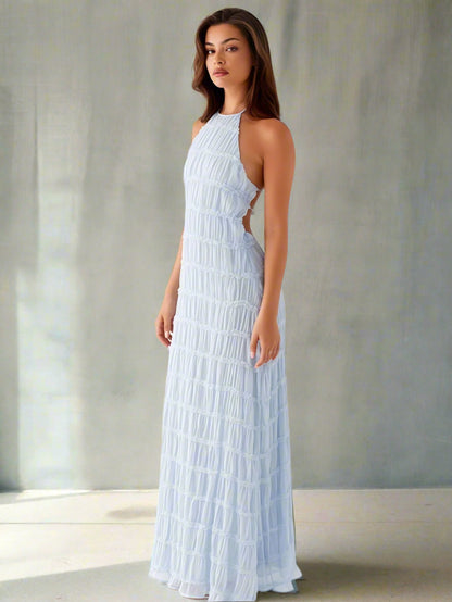 Backless Pleated Stripe - Elegance & Comfort