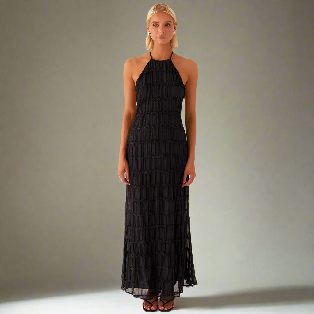Backless Pleated Stripe - Elegance & Comfort