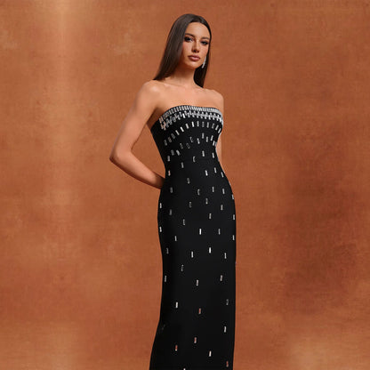 NOYAH™ Midnight Glow – Backless Crystal Dress