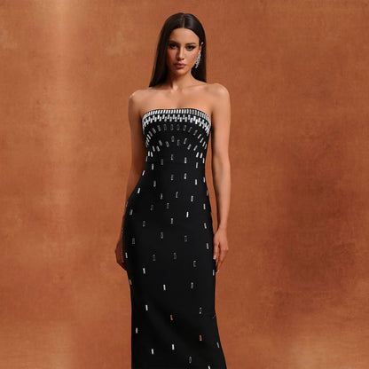 NOYAH™ Midnight Glow – Backless Crystal Dress