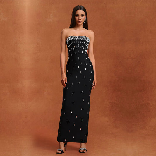 NOYAH™ Midnight Glow – Backless Crystal Dress